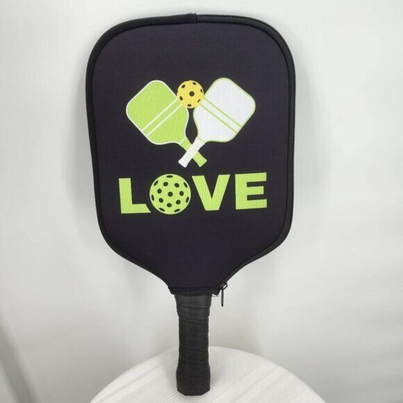 Pickleball Love" Print Universal Fit Neoprene Pickleball Paddle Cover NWOT - Picture 2 of 6